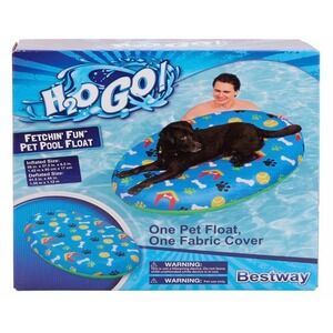 H2Go Fetchin Fun Pet Pool Float Blue Dog Bone Tennis Ball Pattern Bestway